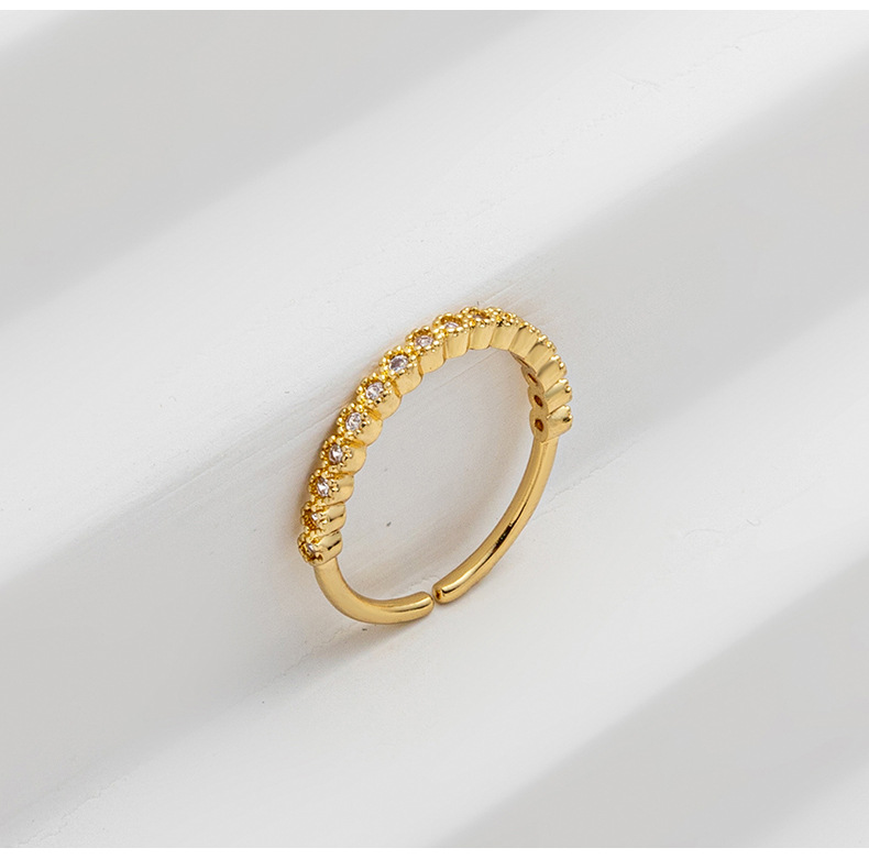 Fashion Solid Color Copper Open Ring Inlay Zircon Copper Rings