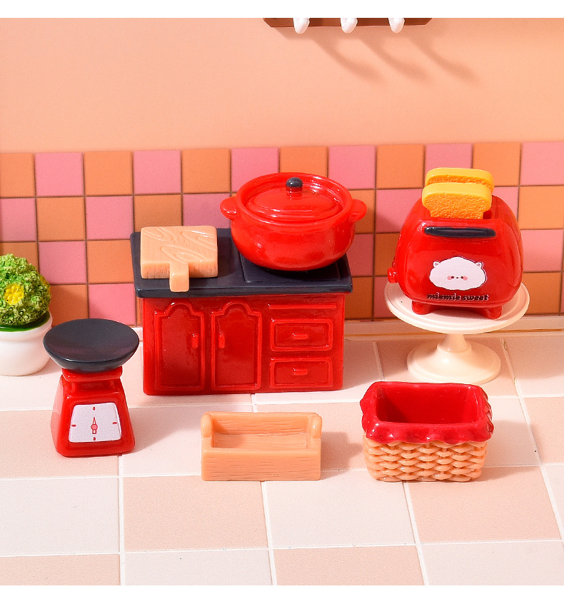 Simulated Retro Kitchen Utensils Set Resin Accessories Mini Kitchen DIY Dollhouse Pretend Play Toys Tabletop Decoration