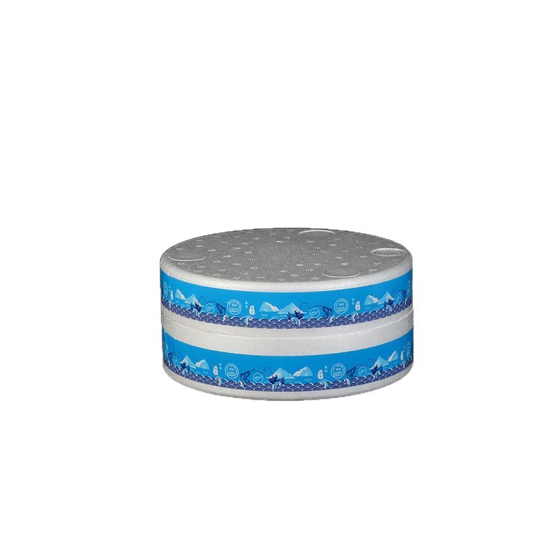 Steel Tong Factory Direct Sale Sashimi Salmon Foam Packaging Box Round Seafood Japanese Takeout Box Platter China