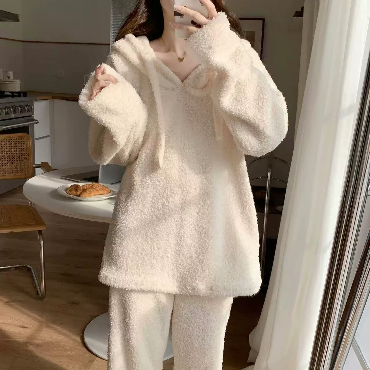 Ленивый чувство утолщает иностранную пижаму женский осенью и зимой