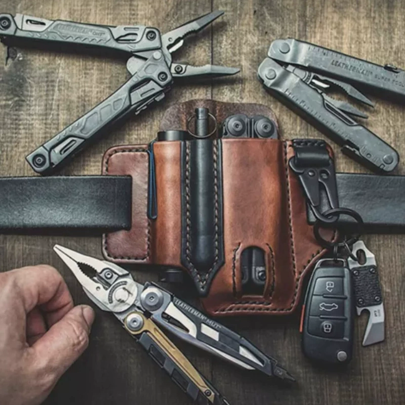 В наличии уличная тактическая сумка EDC кожаный чехол сумка для инструментов из воловьей кожи тактическая сумка для хранения тактические аксессуары поясная сумка для инструментов