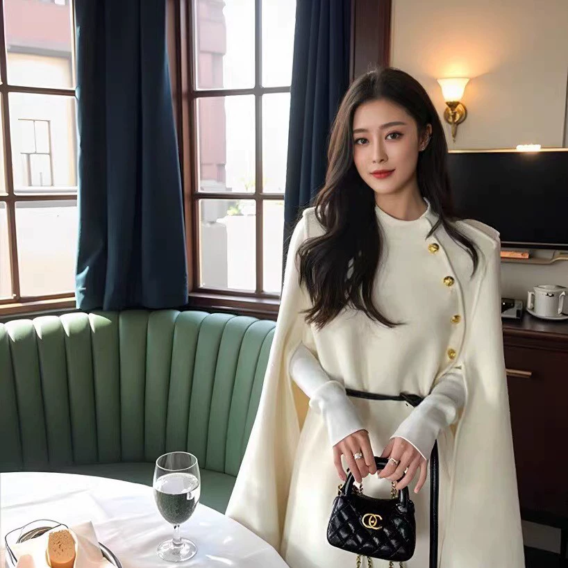 Двусторонняя кашемировая верхняя одежда, женская короткая верхняя одежда на шнуровке, осенне-зимняя новая свободная шерстяная шаль в корейском стиле