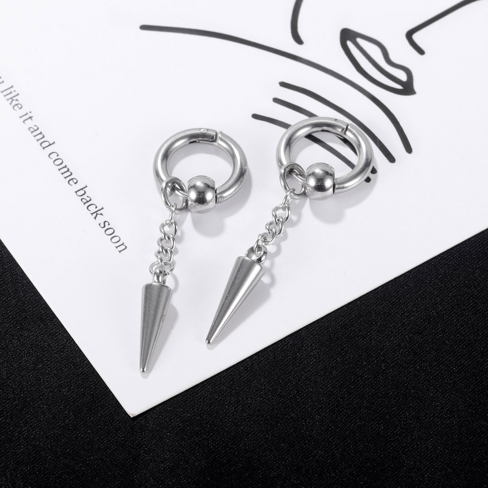 Simple Chain Awl Stainless Steel Earrings display picture 5