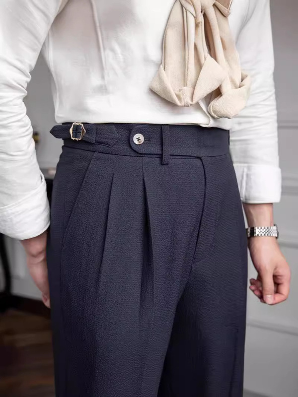 2024 New Summer Men's Naples Mid-high Waist Straight Casual Trousers British Retro All-match Trousers 2024 New Summer Men's Naples Mid-high Waist Straight Casual Trousers British Retro All-match Trousers