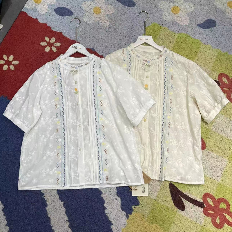 2026 Summer New Spring Women's Suit Cute Cartoon Embroidered Lapel Fashionable Comfortable Long Sleeve Shirt