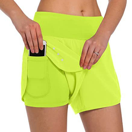 Women's 2-in-1 Running Shorts - Lightweight Sports Workout Gym Yoga Shorts with Inner Pocket for Phone Women's 2-in-1 Running Shorts - Lightweight Sports Workout Gym Yoga Shorts with Inner Pocket for Phone