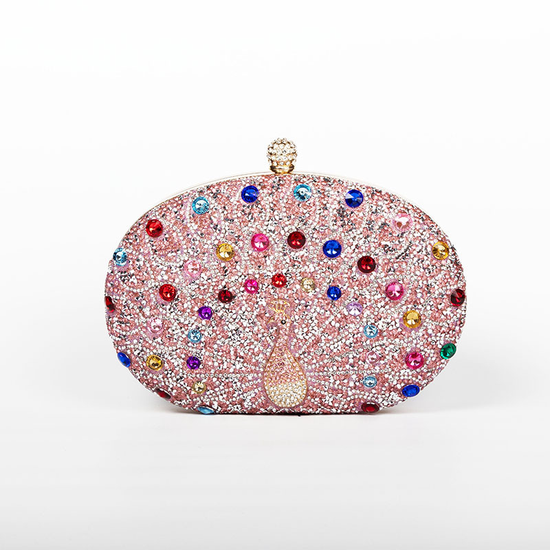 Nueva bolsa de cena acrílica de diamante de pavón europeo transfronterizo de estilo americano de fiesta de alto nivel bolso de cena nicho bolso de mano