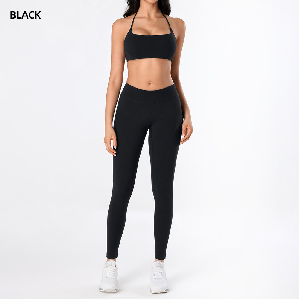 Yoga desnudo chaleco de mujer nuevo cintura alta hip running pantalones de entrenamiento elástico ajuste conjunto de ropa de entrenamiento