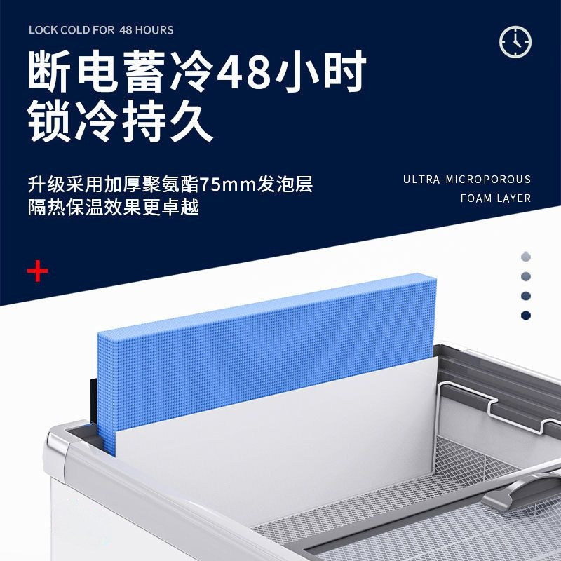 Freezer Large Capacity Island Cabinet Transparent Glass Horizontal Supermarket Freezer Fresh-Keeping Frozen Refrigerated Display Cabinet Commercial Cold Chain