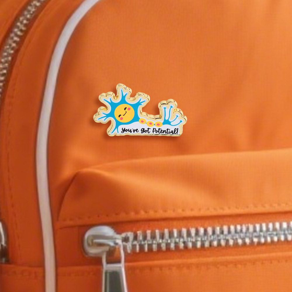 You Have Potential Badge Cute Neuron Fun Emoji Enamel Pin Biologist Gift Decoration