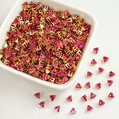Plated 18K Gold Multi-Faceted Zircon – Zərgərlik ara hissələri - 4mmraspberry-red-gold-30-pieces