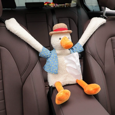 Car-Mounted Tissue Box Hanging Style Trendy Car Tissue Box for Women, Creative Cute Doll Napkin Holder (Car tissue box/set) - duck-tissue-box-belly-tissue