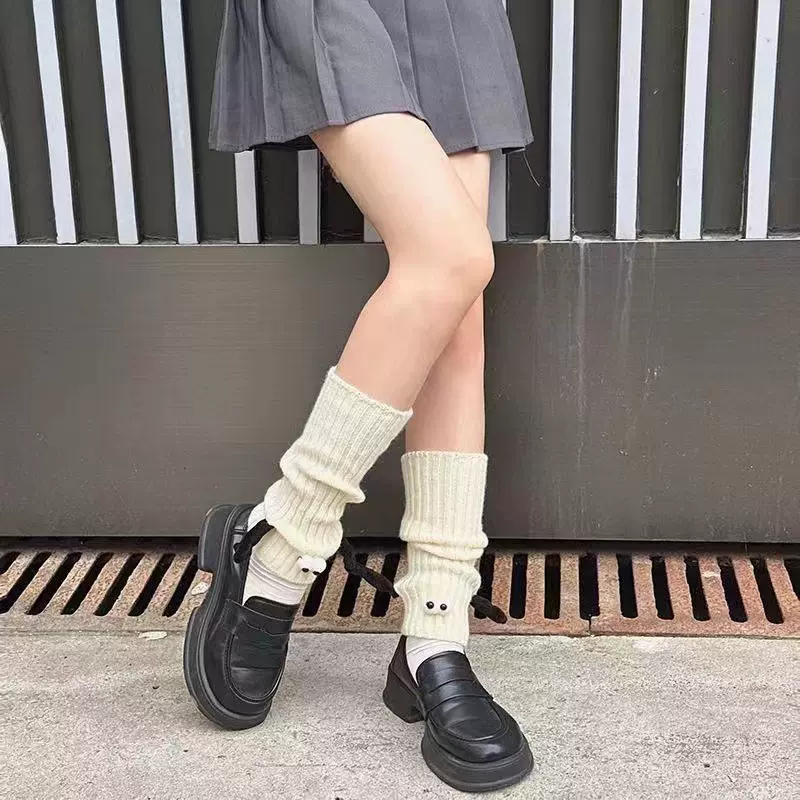 手脚两用-牵手卡通针织腿套堆堆袖套袜套秋冬酷毛线辣妹可爱小众