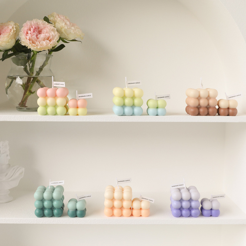 Fábrica al por mayor linda vela de burbuja regalo al por mayor dormitorio de niñas decoración de bandeja de ins cubo de Rubik vela de aromaterapia