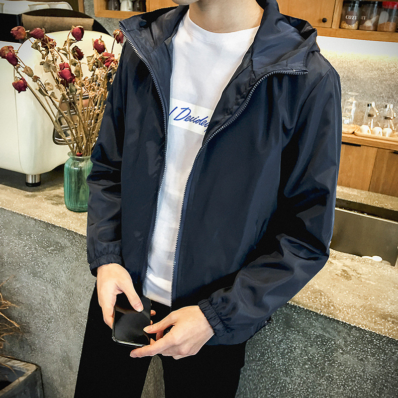 Entrega de una pieza de verano estilo coreano de moda chaqueta delgada de los hombres guapos ropa casual estudiante todo-fósforo trench Coat