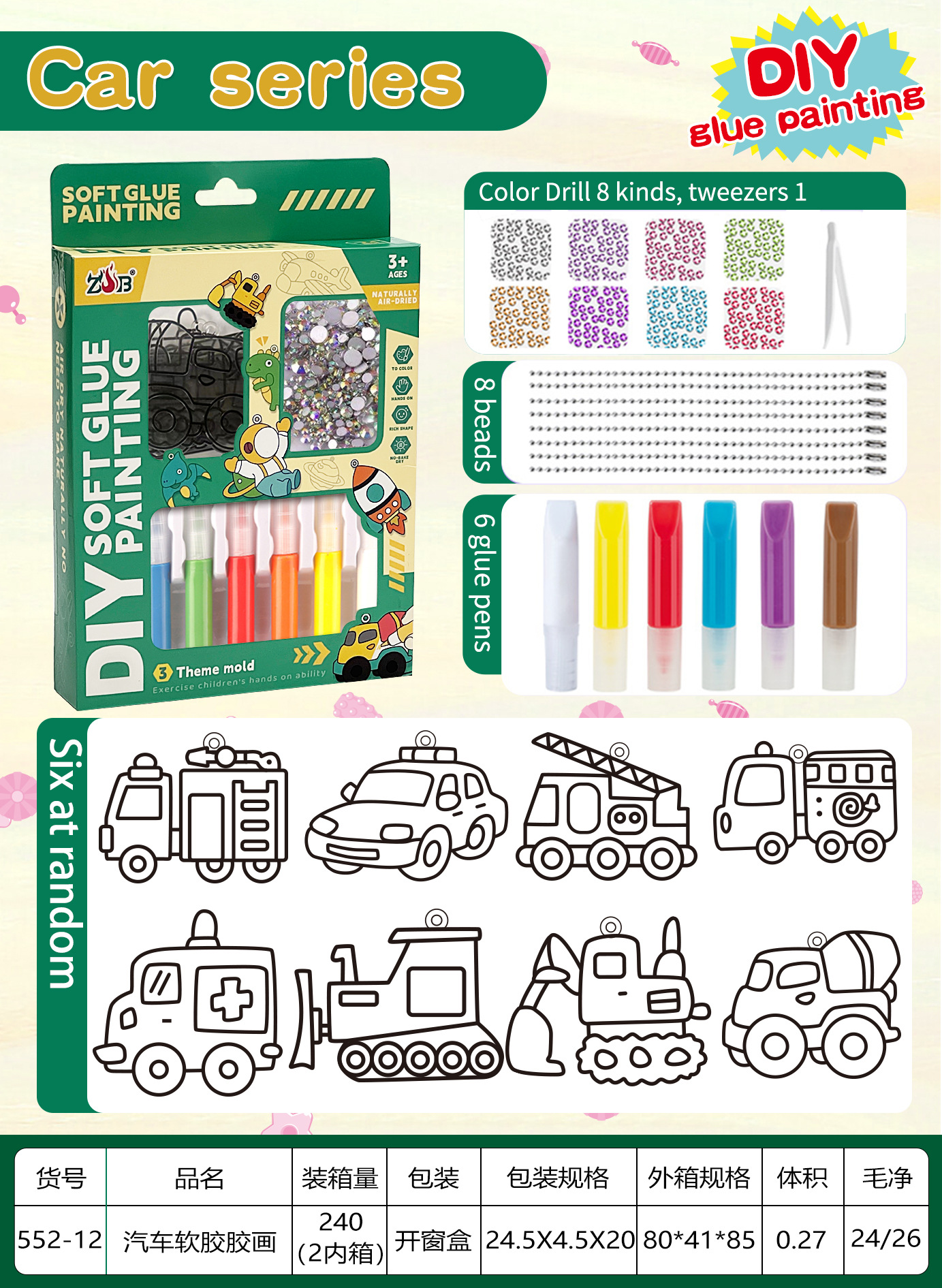 Set de Pintura de Cristal DIY para Niños de Plástico Sin Hornear para Niñas