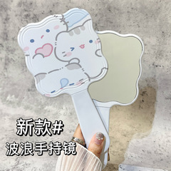 パイルスターニャーハンドルミラー、コーム付き、ハイエンドの便利な化粧鏡、ガーリーハートの小さなミラー、手持ち化粧鏡