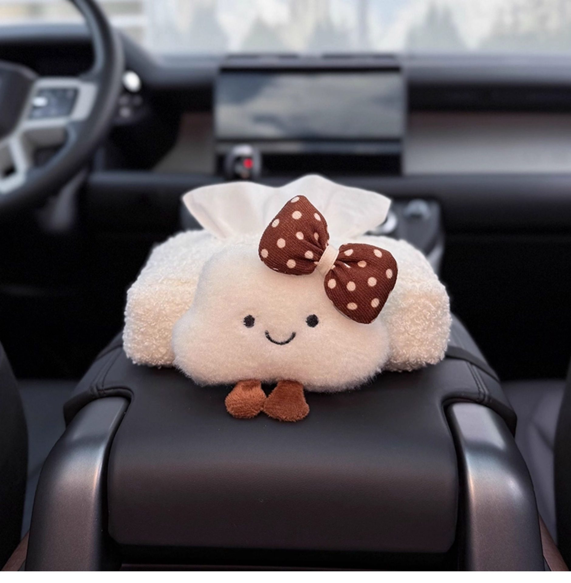 2025 New Car Tissue Box, Car Armrest Box Tissue Holder, Seat-Mounted Car Tissue Bag, Cute Cloud Design for Women