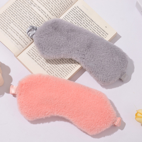 Cross-border exclusive cute plush nap eye mask for students, suitable for boys and girls, summer ice silk eye shield
