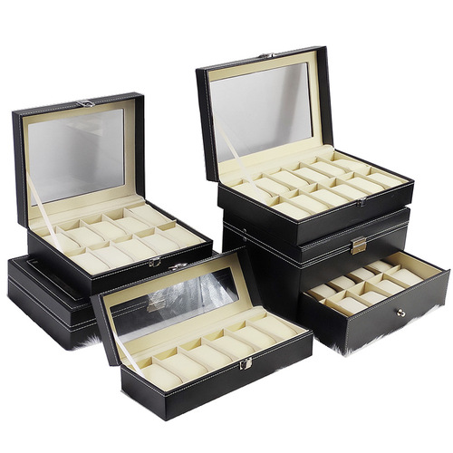 Factory wholesale 3-position 6-position 10-position 12-position 20-position 24-position PU watch box storage box jewelry packaging boxes