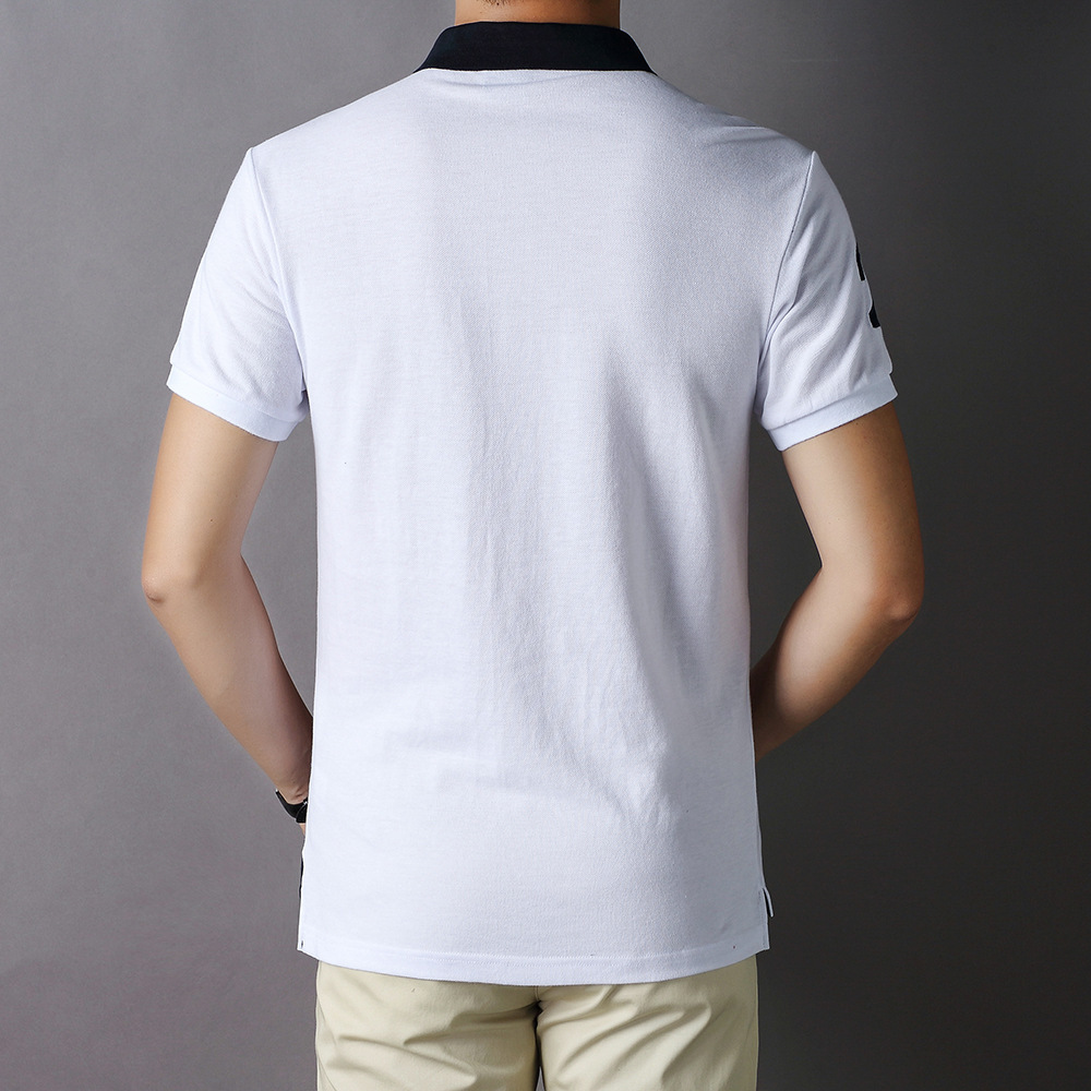 Nueva camisa de Polo de manga corta de los hombres Luz de lujo famosa marca real deportes de ocio más tamaño puro algodón bordado de color a juego de contraste