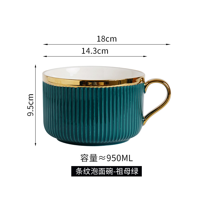 Tazón de fideos instantáneos de cerámica creativa con tapa para estudiantes de dormitorio con mango Tazón de fideos instantáneos para comedor Caja de almuerzo para uso personal