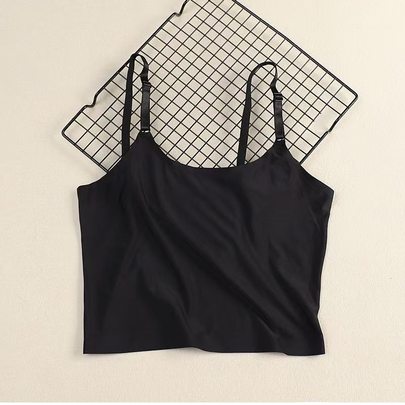 Korean Style Seamless Ice Silk Anti-Exposure Camisole for Women, Short One-Piece Bralette for Summer