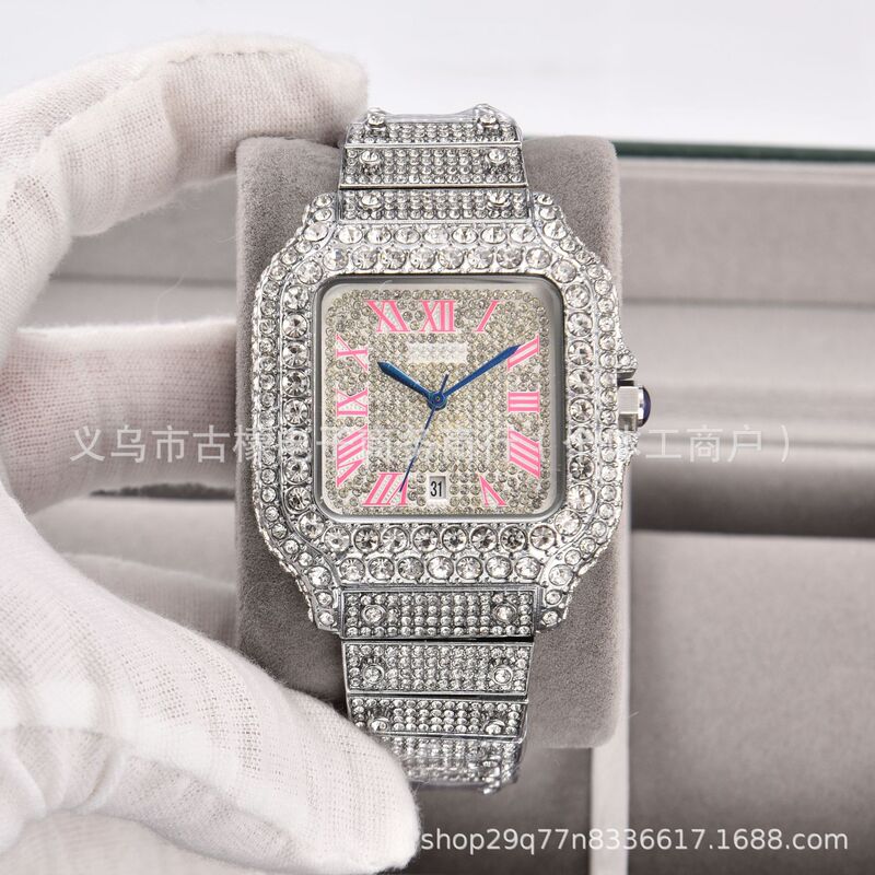 2026 Cross-Border Foreign Trade Hot-Selling Cartier-Style Roman Blue Hands Calendar Diamond-Encrusted Quartz Watch Starry Sky Design Factory Wholesale 2026 Cross-Border Foreign Trade Hot-Selling Cartier-Style Roman Blue Hands Calendar Diamond-Encrusted Quartz Watch Starry Sky Design Factory Wholesale