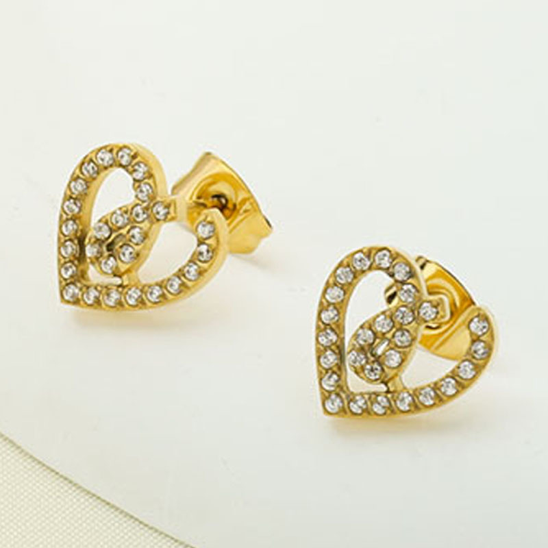 1 Pair IG Style Sweet Heart Shape Hollow Out Inlay Titanium Steel Zircon Ear Studs display picture 17