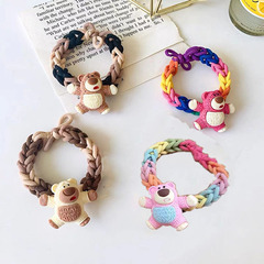 Strawberry Bear Hair Ties for Boyfriend DIY Handmade Knitted Hairbands Cute Colorful Couple Hair Bands