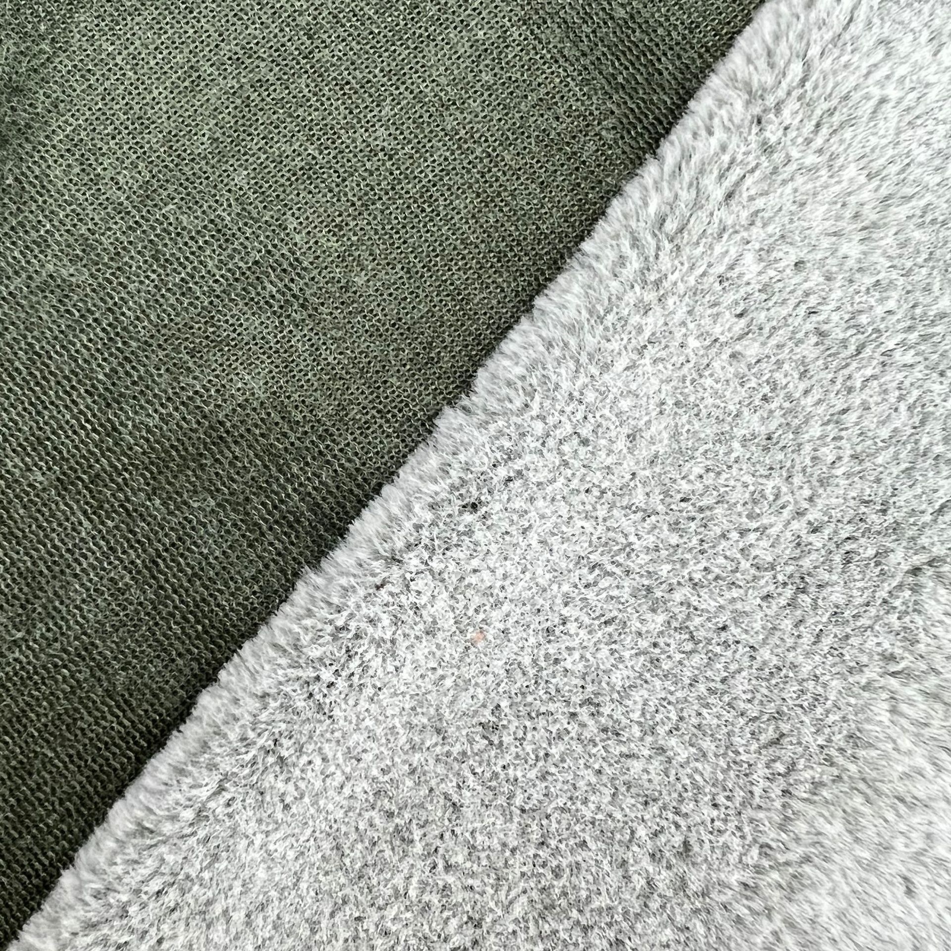 Tela de piel de conejo de dos colores con fondo de impresión trasera en stock