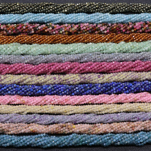 260-Agate Crystal Gemstone 2mm Faceted Round Beads Tourmaline Pomegranate Aquamarine Loose Beads DIY Headdress Hairpin Tassel