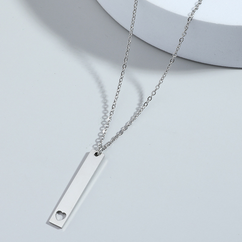 titanium steel smooth long strip hollow love pendant sweater chain mens necklacepicture4