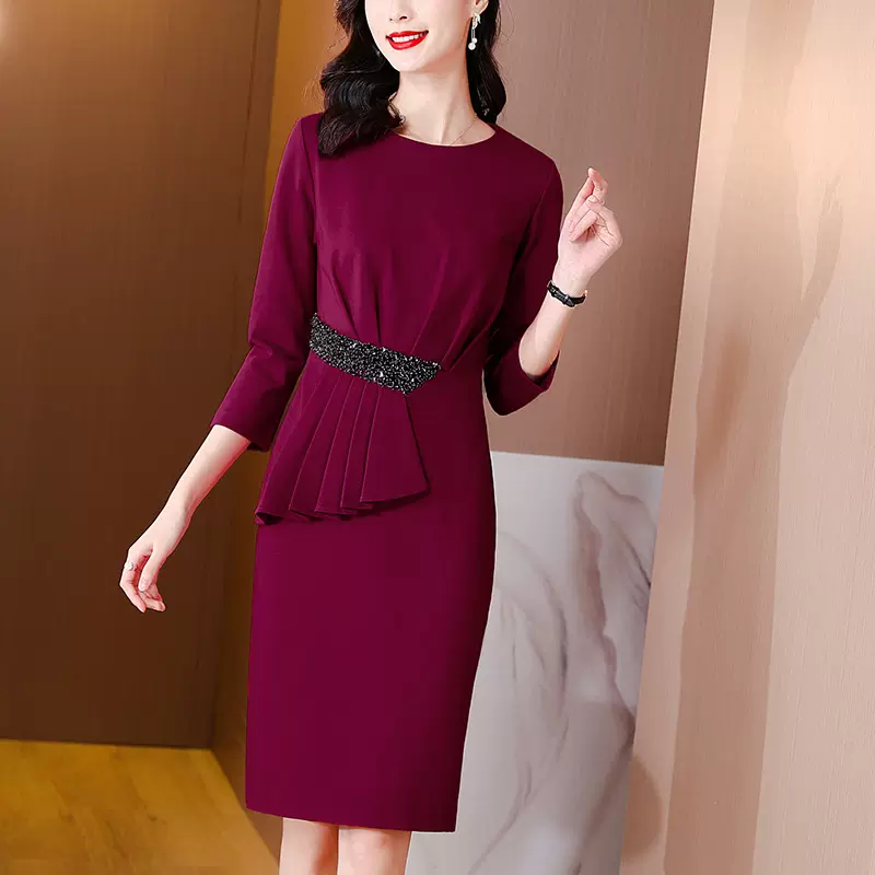 女神范衣服气质连衣裙妈妈装婚礼婚宴丈母娘平时可穿礼服