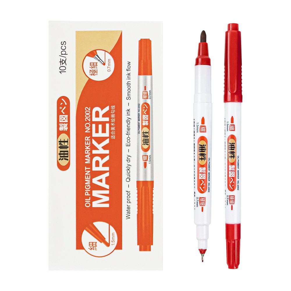 Pluma de marcado pintura aceitosa Pluma de gancho pluma de marcado negro no borrable Pluma de gancho de doble cabeza transfronteriza Amazon