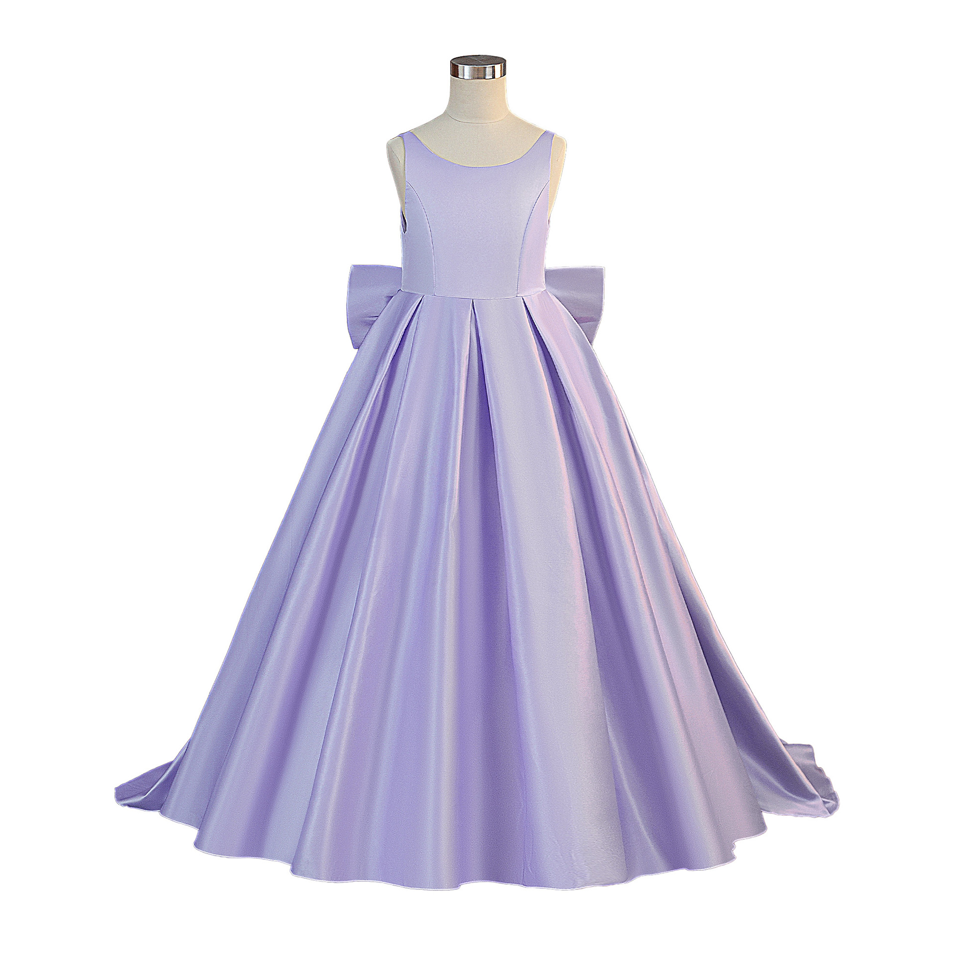 Niñas europeas y americanas trailing vestido de gran tamaño, satin, gran arco, vestido de princesa, vestido de fiesta para niños.
