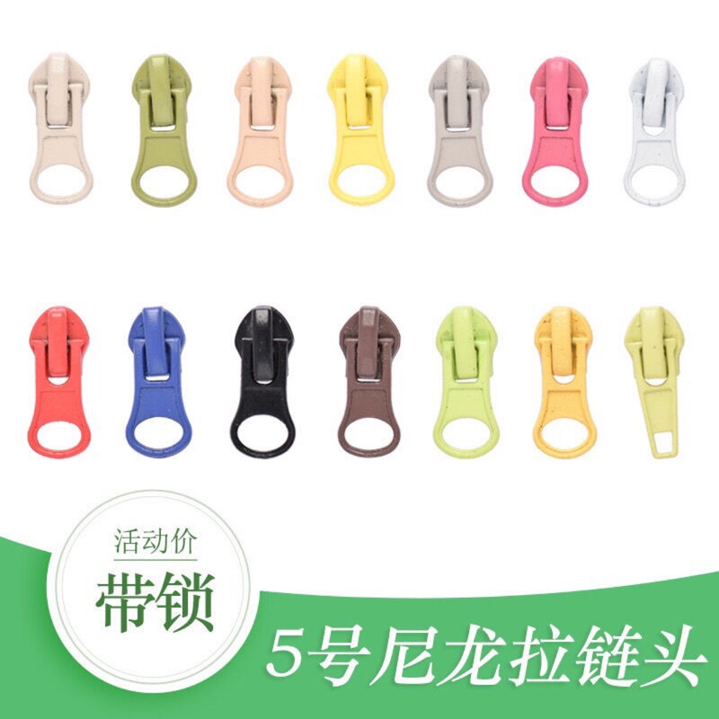 No. 7 and No. 5 Nylon Universal Colored Self-Locking Pull Tabs, Versatile Zipper Heads for down Jackets, School Uniforms, and Bags, Wholesale No. 7 and No. 5 Nylon Universal Colored Self-Locking Pull Tabs, Versatile Zipper Heads for down Jackets, School Uniforms, and Bags, Wholesale