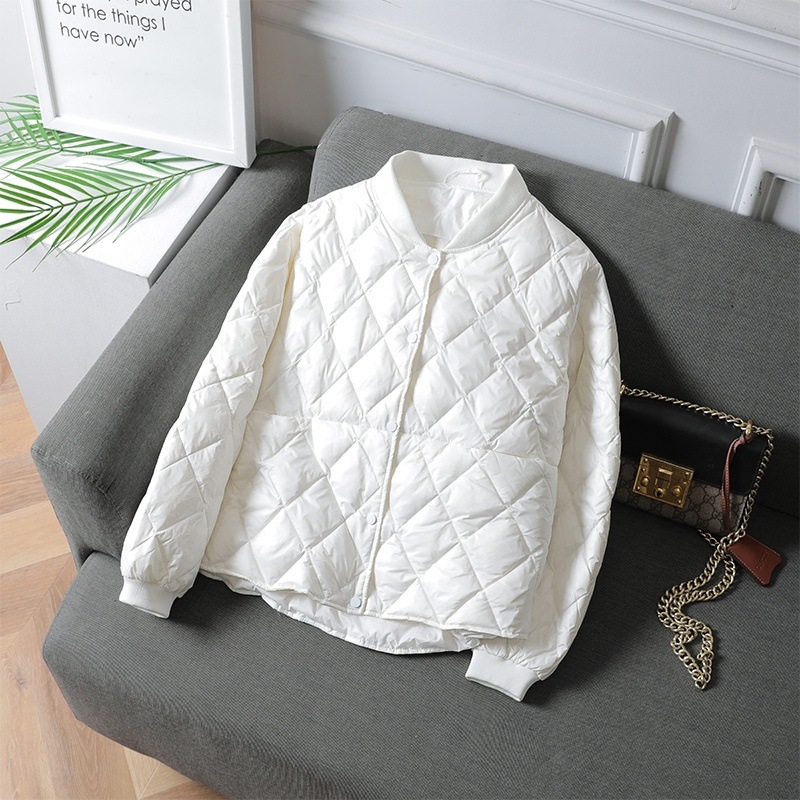 여성 경량 면 패딩 재킷 작은 여자 짧은 빛 깃털 짧은 느슨한 야구 벨벳 세트 슬림 한 가을 겨울을위한 새로운 유행 코트