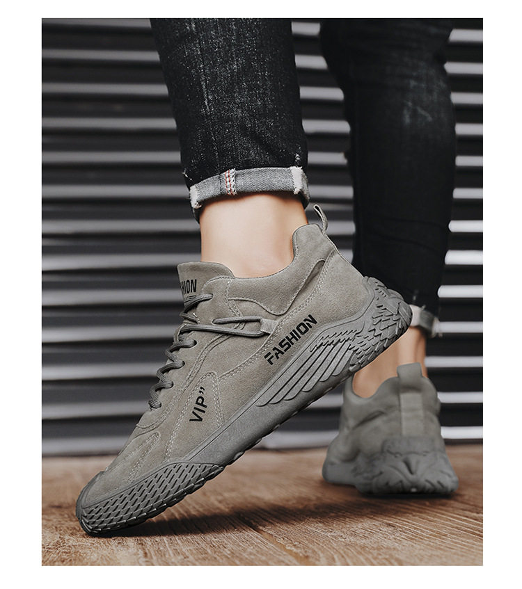 Giày nam cổ thấp da tổng hợp đế cao su chống trượt, kiểu dáng thể thao casual — K2373 màu kaki, K2373 màu xám, K2373 màu đen chi tiết 13