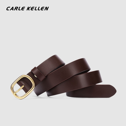 CARLE KELLEN Belt Women's Genuine Leather Fashion Versatile Jeans Belt Simple Pure Cowhide Pin Buckle Women's Belt