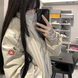 站在雾里日系秋冬双面穿兔毛绒棉袄夹克保暖加厚复古休闲棉衣女潮
