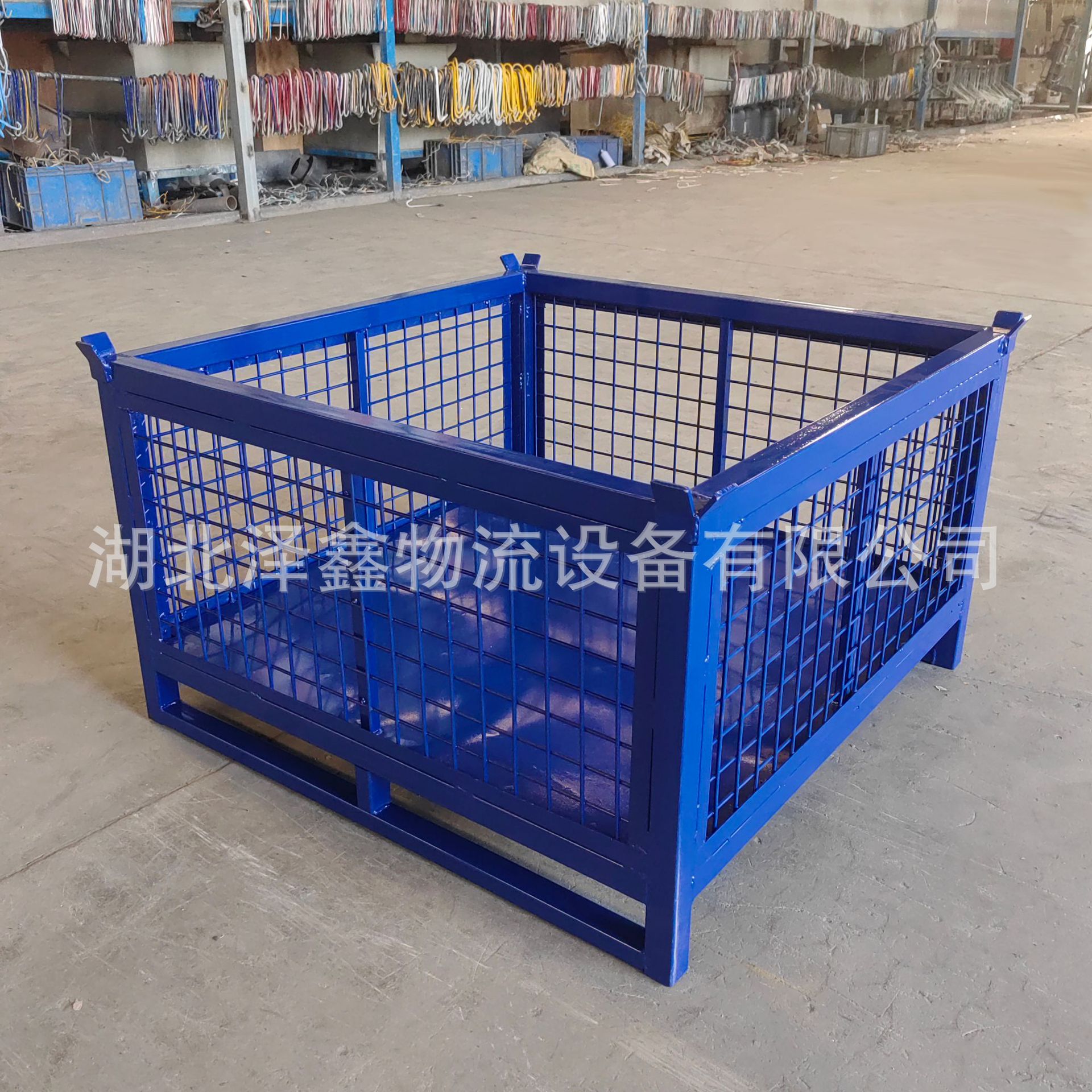 工业废料收纳箱可移动钢制折叠周转箱车间物料运输储物金属网格箱