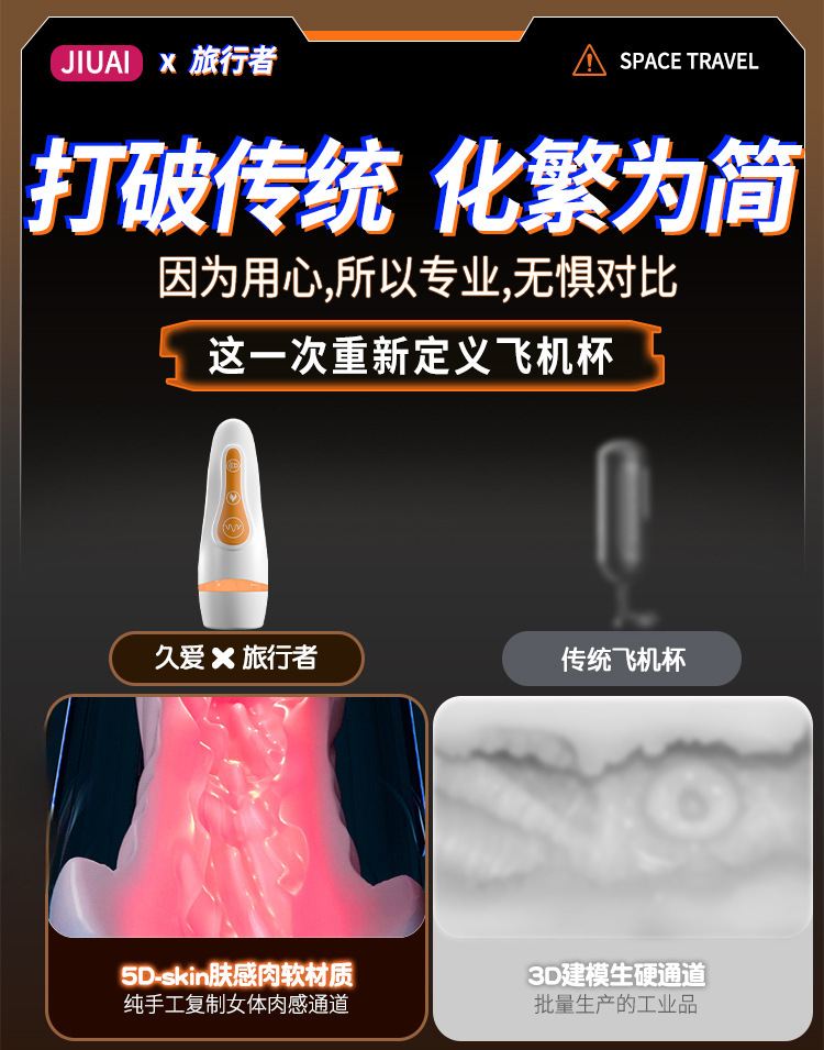 Traveler Automatic Aircraft Cup Male Masturbator with Voice Function, TPE Hands-Free Electric Toy — detail image 6
