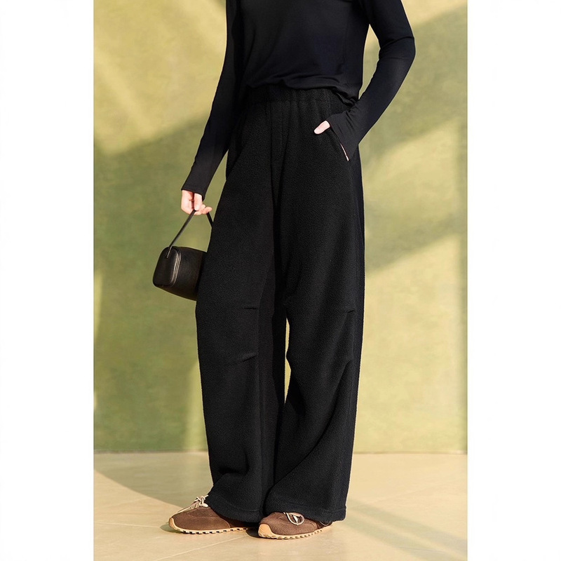 Warm Teddy Fleece Soft Wool Tencel Thickened Thermal Comfortable Elastic Waist Casual Pants Warm Teddy Fleece Soft Wool Tencel Thickened Thermal Comfortable Elastic Waist Casual Pants