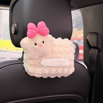 Car tissue box/set Car Armrest Box Tissue Bag - chair-back-style-bow-piggy