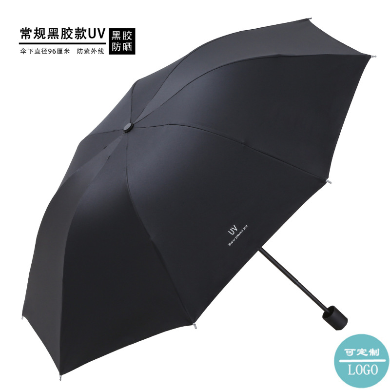 60骨自动大号黑胶防晒防紫外线太阳伞女折叠广告伞晴雨伞定制logo|undefined