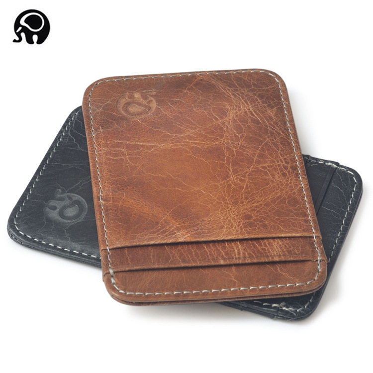 Small round elephant business card bag Amazon card position card set foreign trade bank card first layer cowhide bag 5 card bag exquisite supply