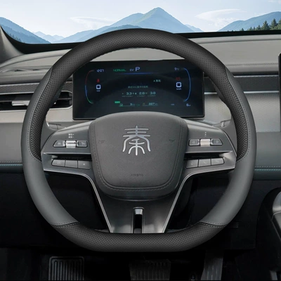 2025 Byd Qin L Qin Plus Steering Wheel Cover 25 Qin Lev/Dmi Intelligent Driving Edition Ultra-Thin Car Handle Cover (Steering wheel cover) - byd-qin-special-black-gray-set-type-ultra-thin-default