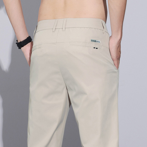 Men's Summer Thin Ice Silk Casual Trousers 2025 New Loose Straight Leg Business Western Pants Quick-Drying Breathable Long Pants