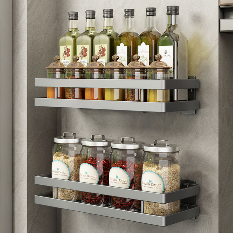 Wall-mounted spice rack kitchen shelf without drilling, hanging spice rack, spice storage rack